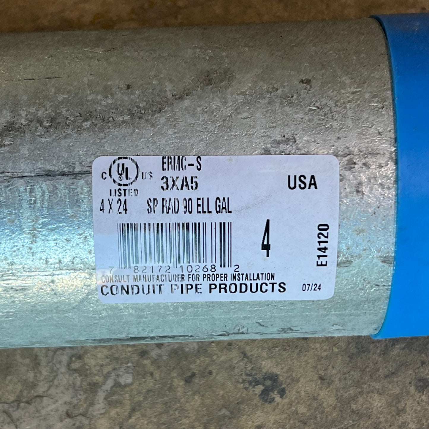 ZA@ Pallet of CONDUIT PIPE PRODUCTS (5-PACK) Galvanized Steel Elbows 4" x 24", Grey E14120