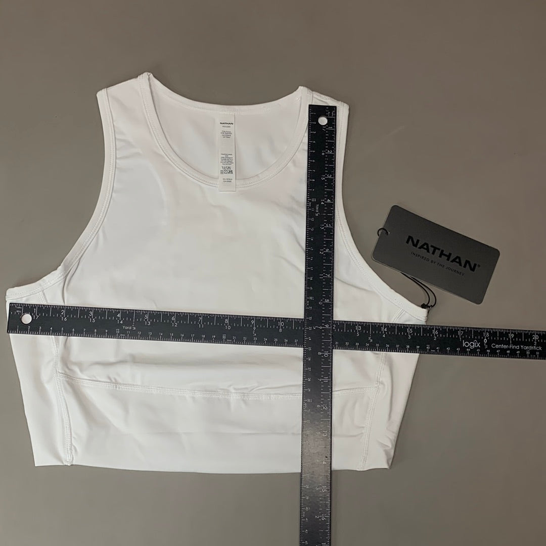 NATHAN Interval Crop Top Women's Sz L White NS51000-90002-L (New)