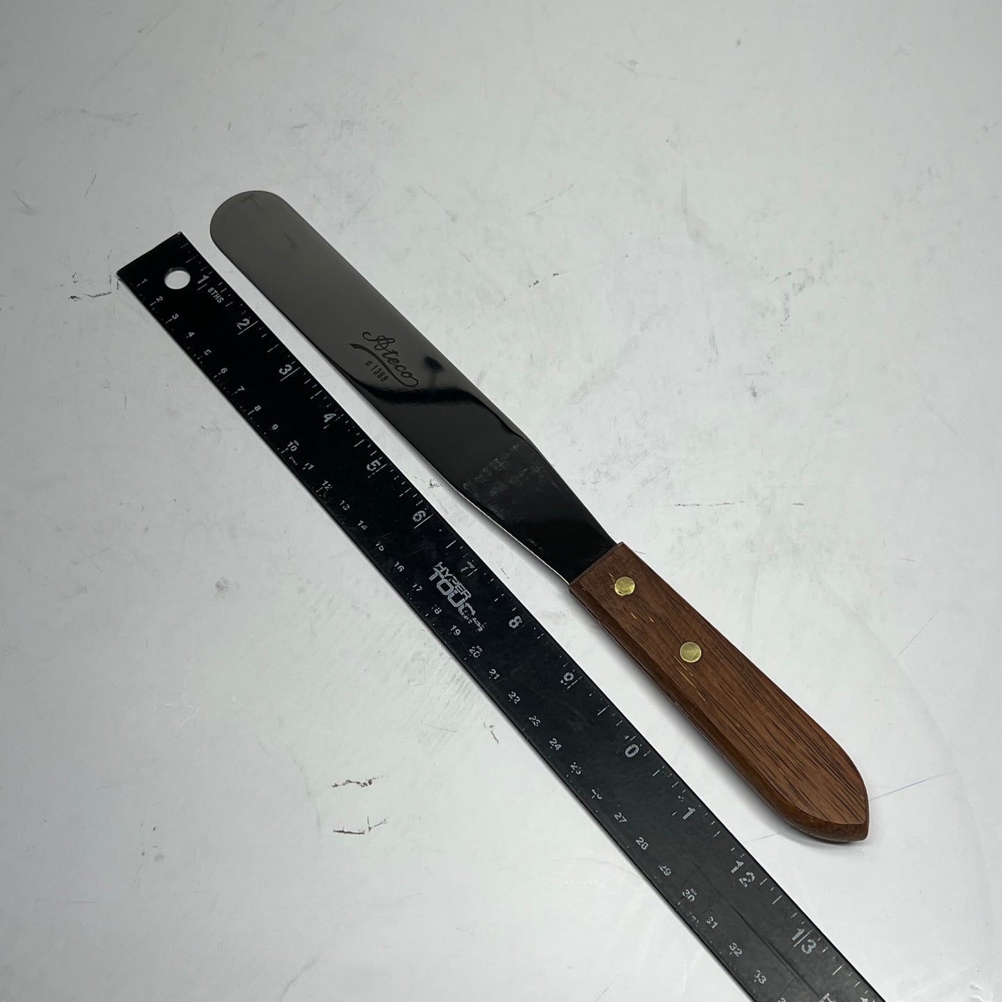 ATECO (2 PACK) Straight Spatula Wood Handle 8" Blade Brown/Stainless Steel 1388