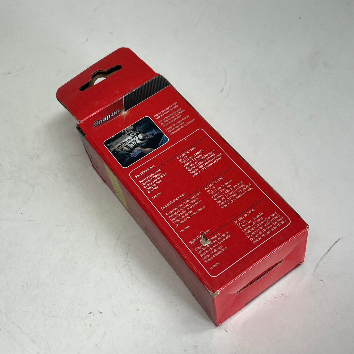SNAP ON Aluminum Slim Pocket Light  350 Lumen 3.5 hr Run Time Red/Black ECPNJ032