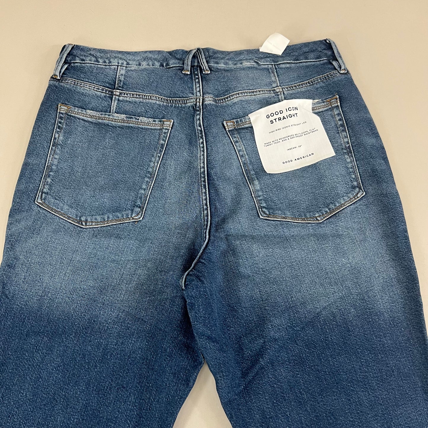 GOOD AMERICAN Good Icon High Rise Straight Leg Jeans Women's Sz 15+ Indigo605 GICNF395T