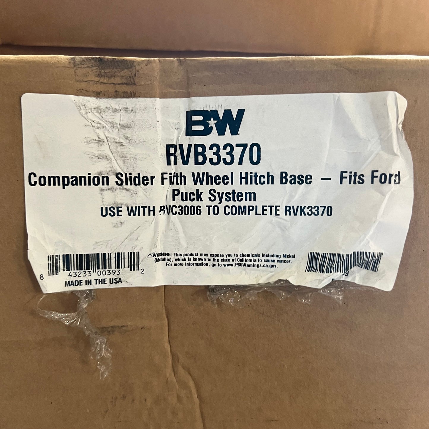 BW TRAILER Trailer Hitch/Related 33"W x 36"L x 10"H Grey RVB3370/RVC3006