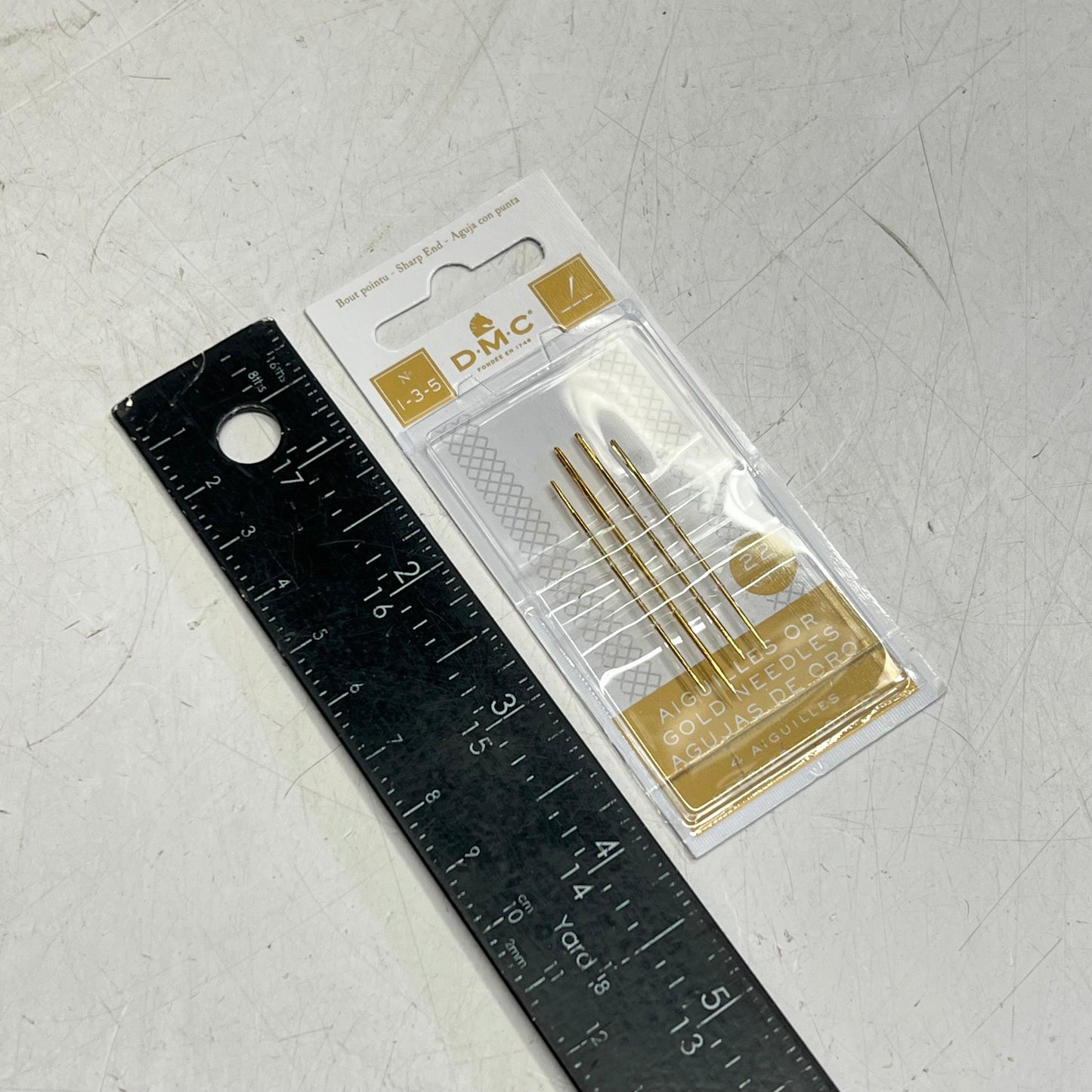 DMC (6 PACK, 4 EACH) Embroidery Needles  1,3 & 5 Gold Plated  6132/6
