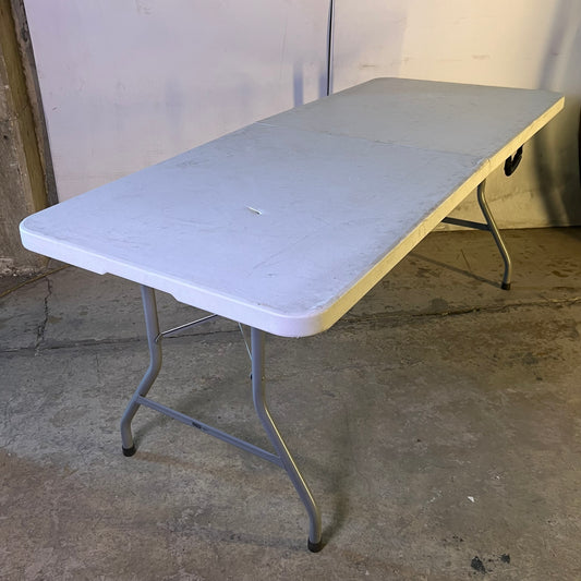 ZA@ ULINE Classic Folding Table Sz 72"L x 29.5"W x 30"H, Grey (AS-IS, Used)