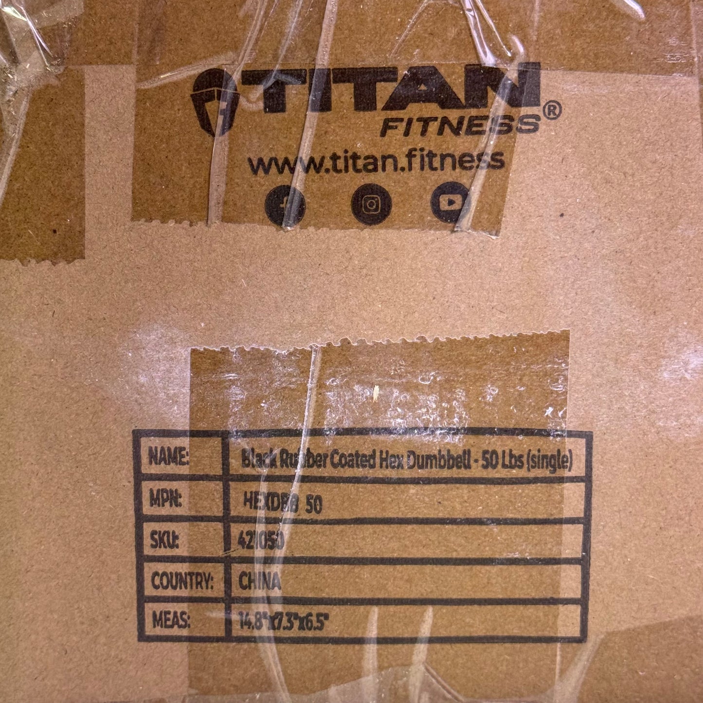 TITAN FITNESS (2 PACK) Black Rubber Coated Hex Dumbbell Single 50lb HEXDBB_50