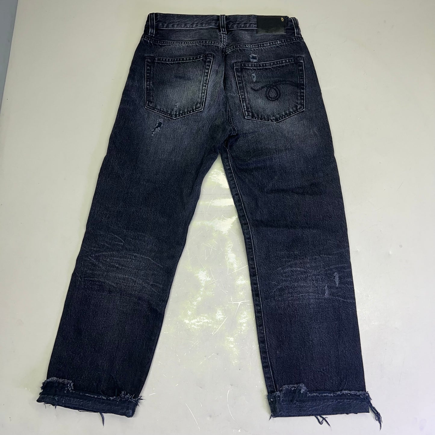 R13 Relaxed Distressed Boyfriend Jeans Made In Italy Women's Sz 24 Jake Black