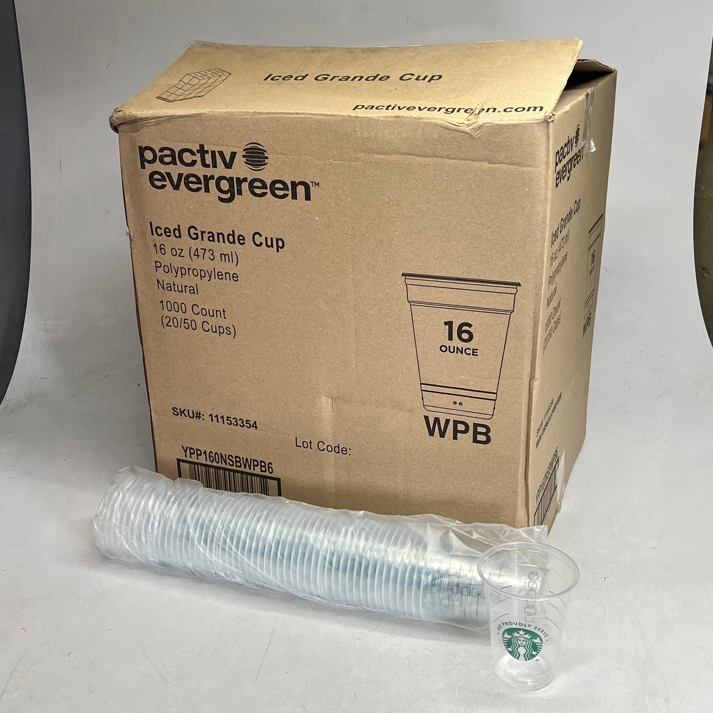 ZA@ PACTIV EVERGREEN (1000 PACK) Iced Grande Starbucks Cup 16oz Clear 11153354