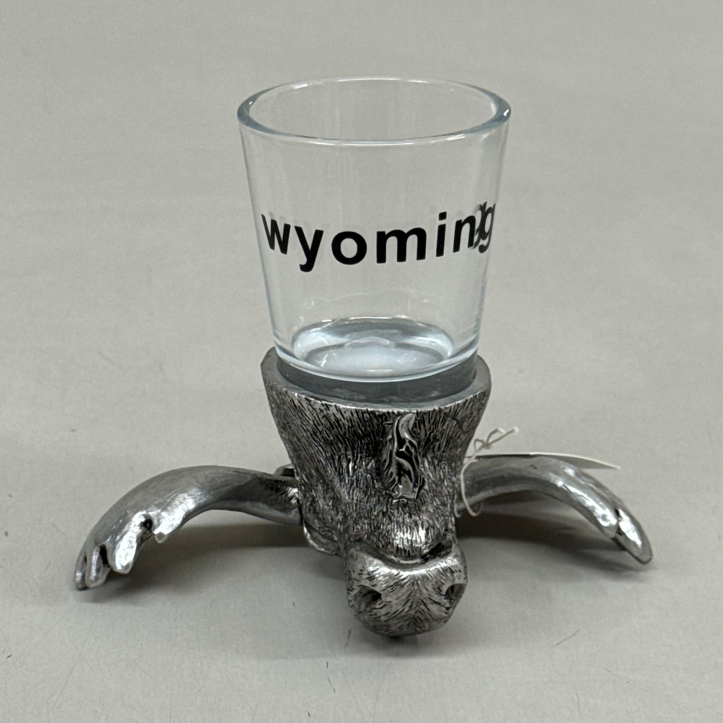 SHOSHONE (6 Pack) Moose Shot Glasses Wyoming Inscription Grey WK-SHT001