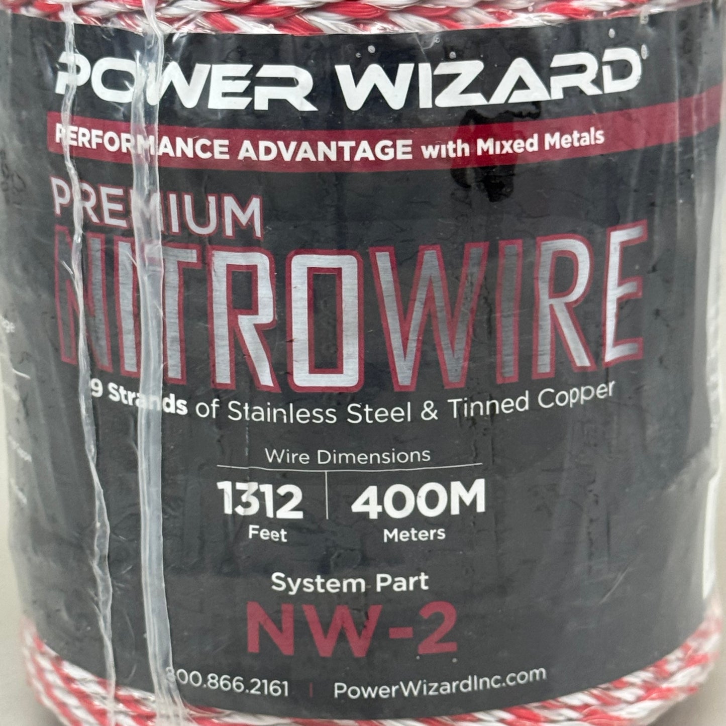 POWER WIZARD Nitro Wire Premium Stranded, Copper/SS Conductor Red/White 1312'