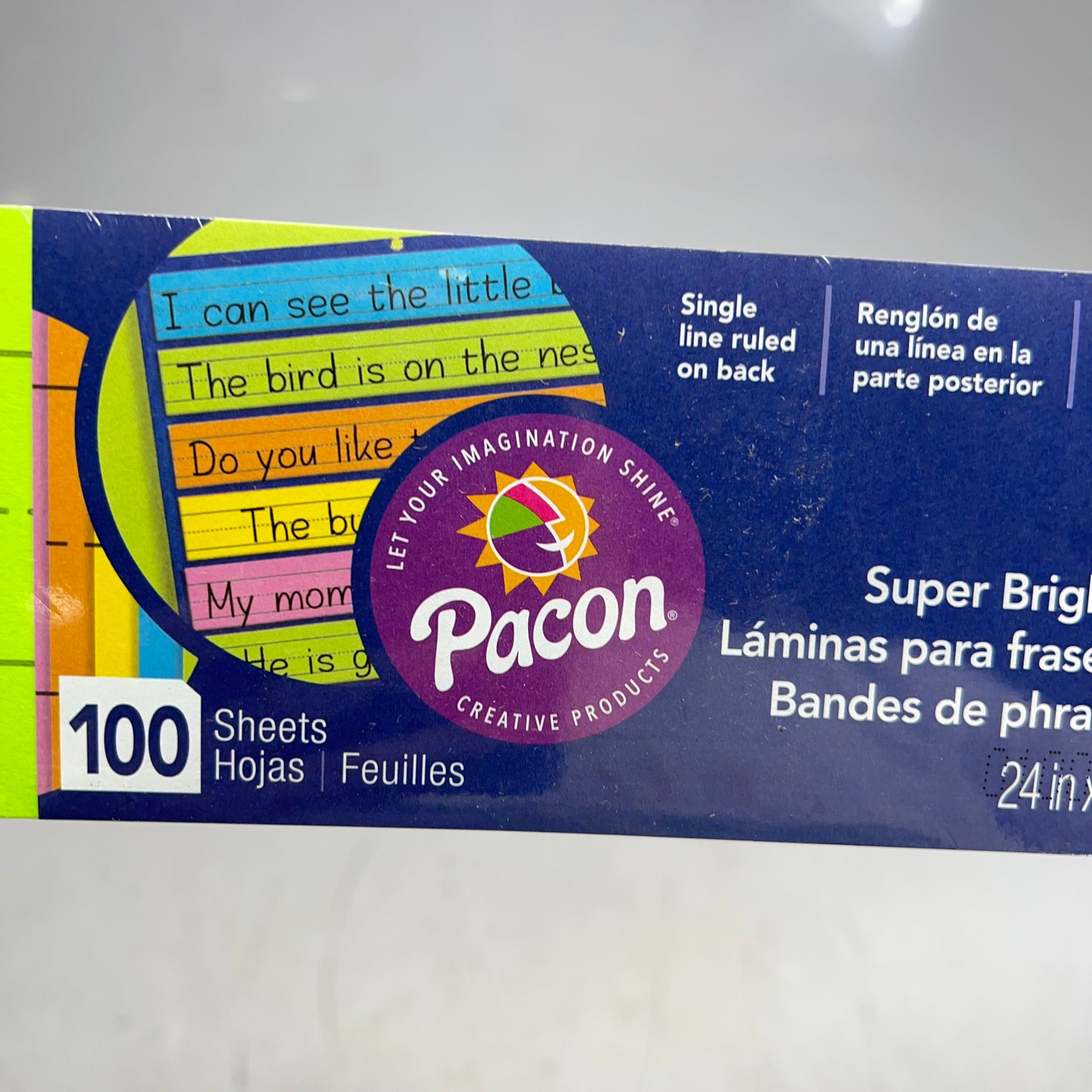 PACON (2 PACK, 100 EACH) Sentence & Learning Strips 3" x 24" Assorted Neon 1733