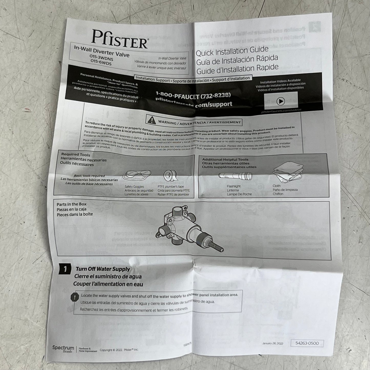 PFISTER General Non-shared 3-way Diverter Valve 015-3WDNS