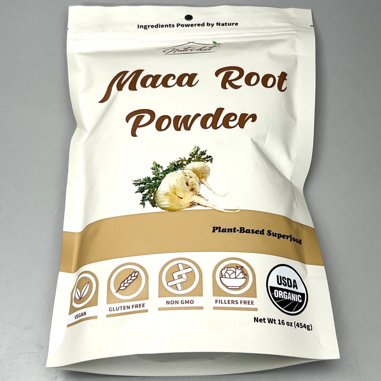 ZA@ NUTRI-HUT Organic Maca Root Powder 16 oz Vegan, Non-GMO, Gluten Free BB 07/25 B