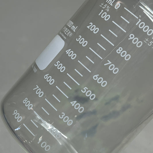 ZA@ PYREX Griffin Beaker Low Form Extra Large Marking Sport 1000 mL Clear