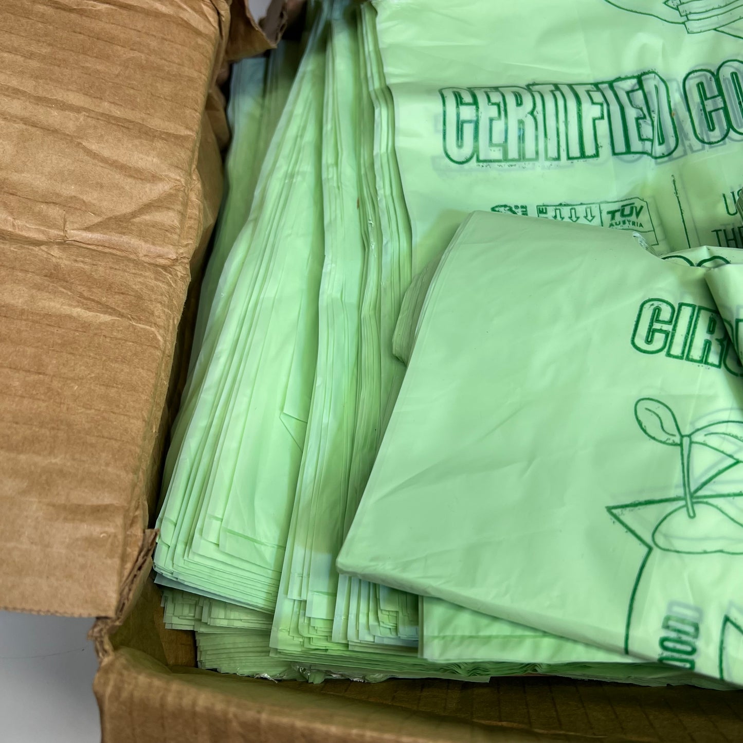 ZA@ BIOBAG Circular Economy Compostable Grocery Bags 16"x19" Green (Distressed) E