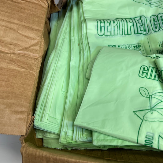 ZA@ BIOBAG Circular Economy Compostable Grocery Bags 16"x19" Green (Distressed) E