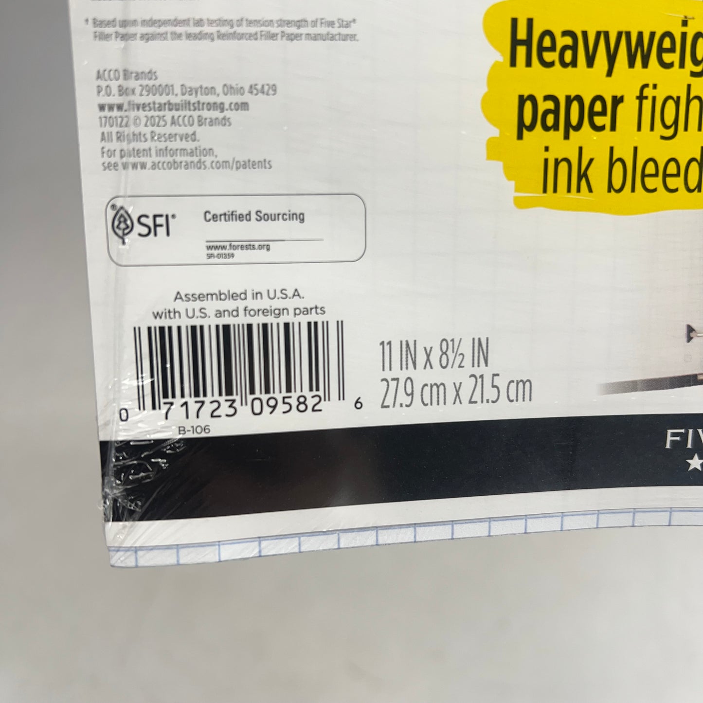 ZA@ FIVE STAR (5 PACK, 80 SHEETS EACH) Reinforced Graph-ruled Filler Paper  11"x8.5" White B-106