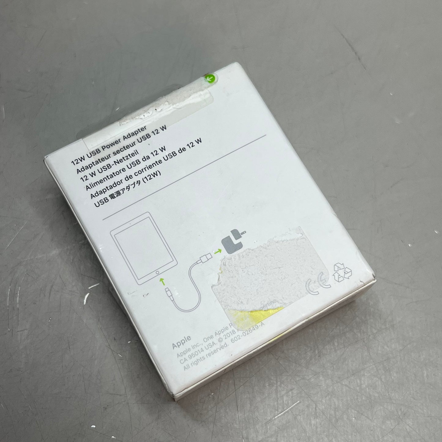 APPLE Compact Fast Charging USB Power Adapter 12 Watt White MGN03AM/A (Return)