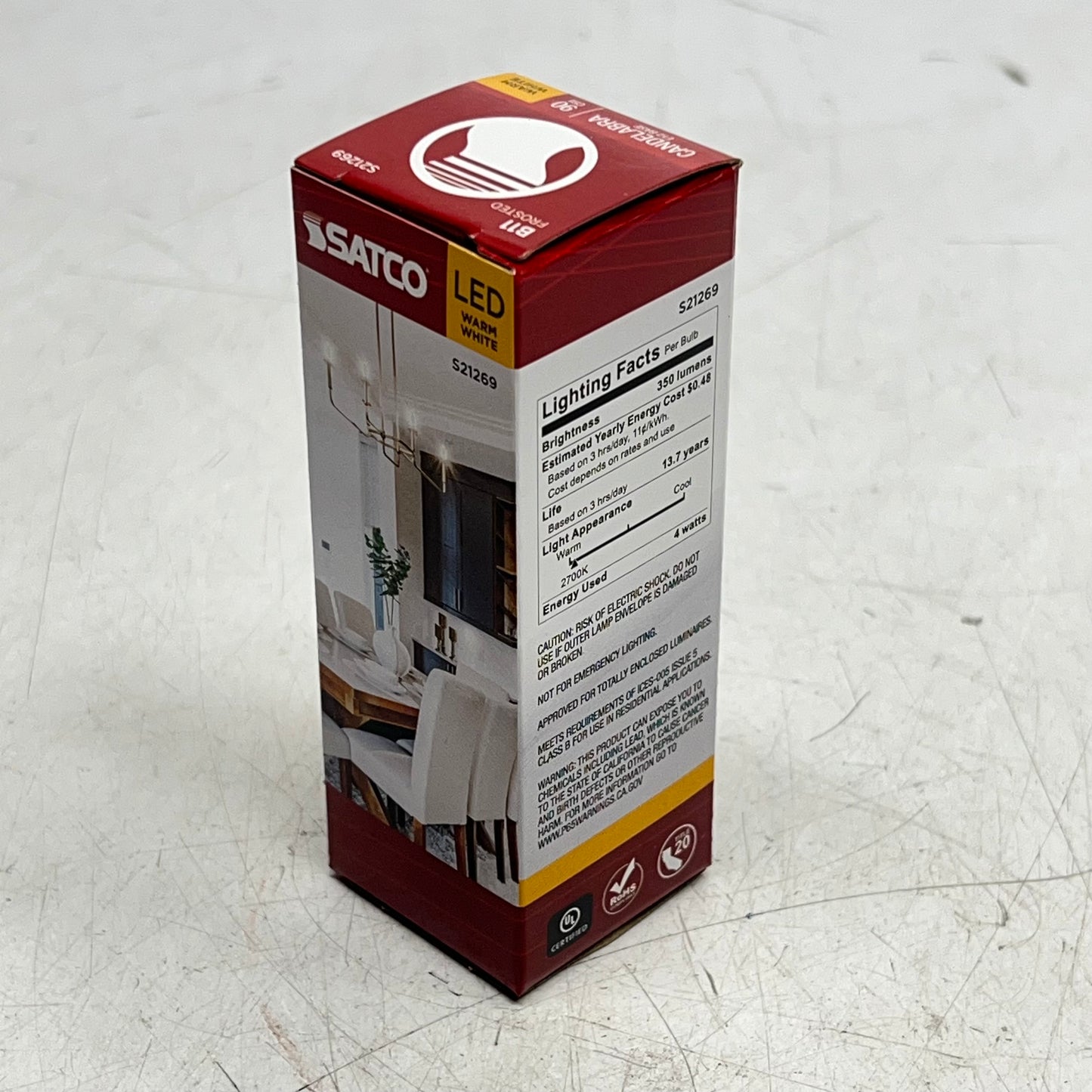 SATCO (6 PACK) Candle Bulb 4W LED B11 2700K Warm White Frosted Finish S21269