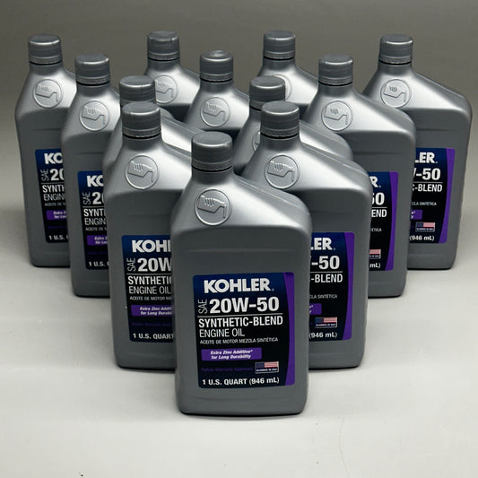 KOHLER (12 PACK, 1 Quart Each) Synthetic-Blend Engine Oil SAE 20W-50