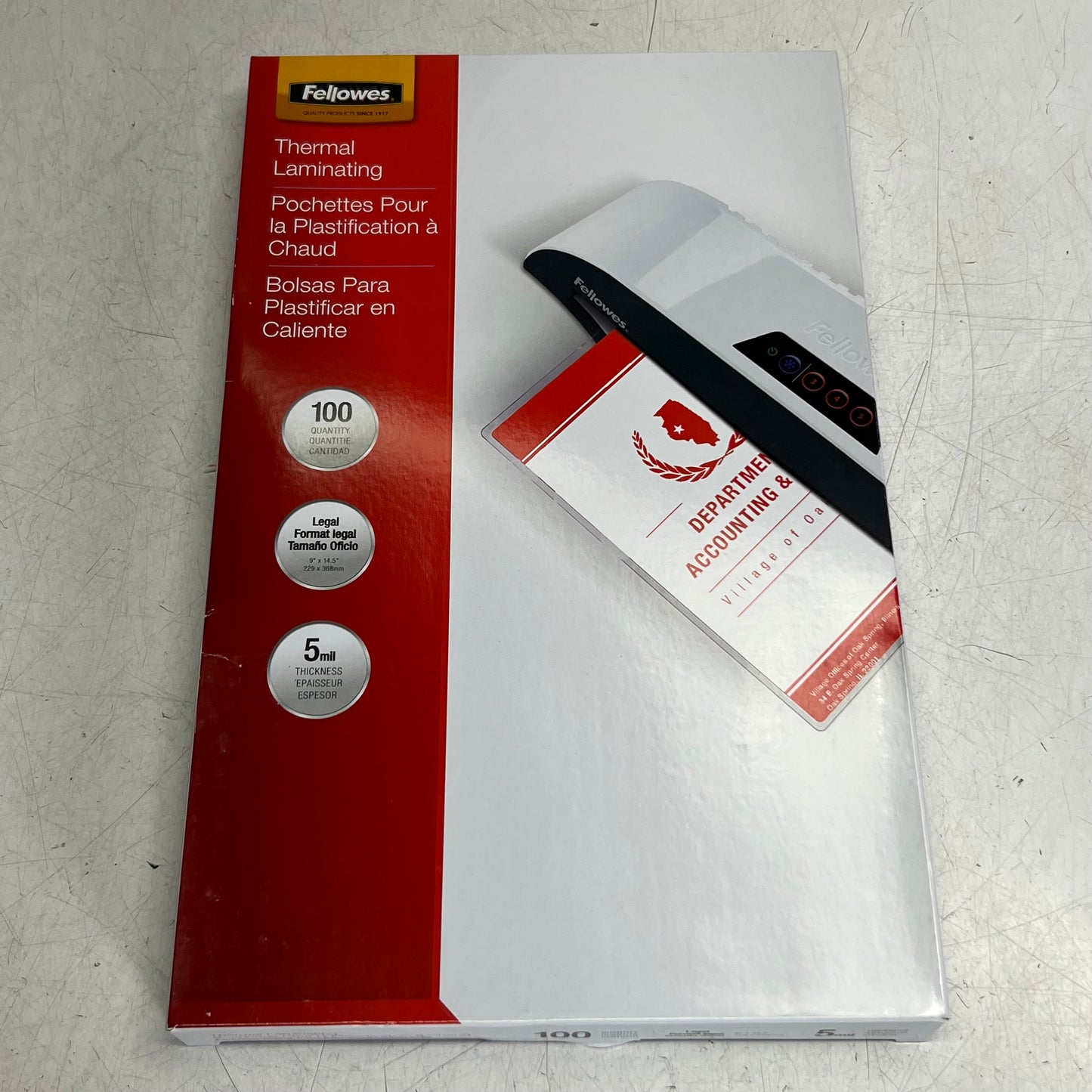 FELLOWES (100 PACK) Thermal Laminating 9" x 14.5" Clear CRC52045