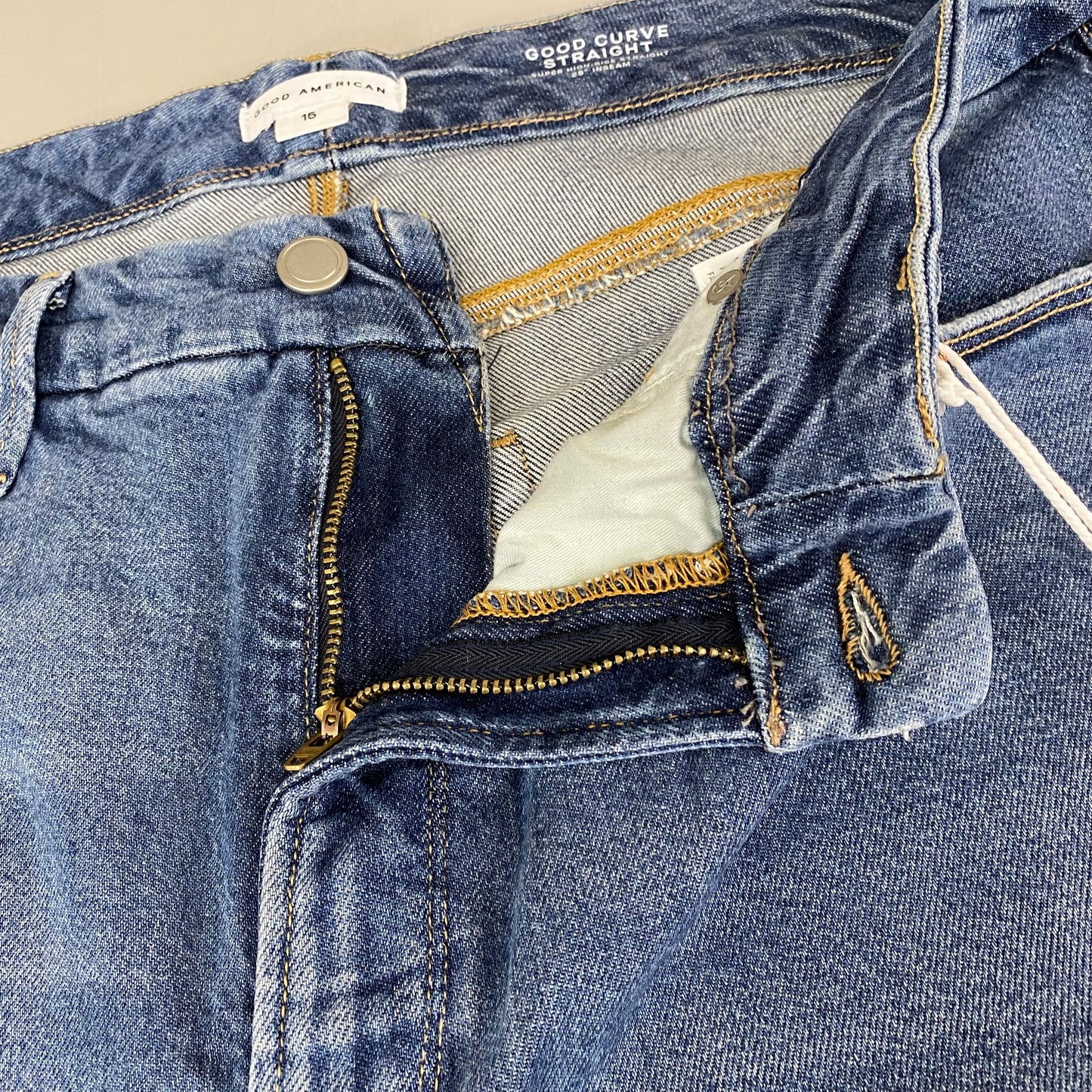 GOOD AMERICAN Good Curve Straight Jeans Women's Sz 15 Indigo737 GCST220T