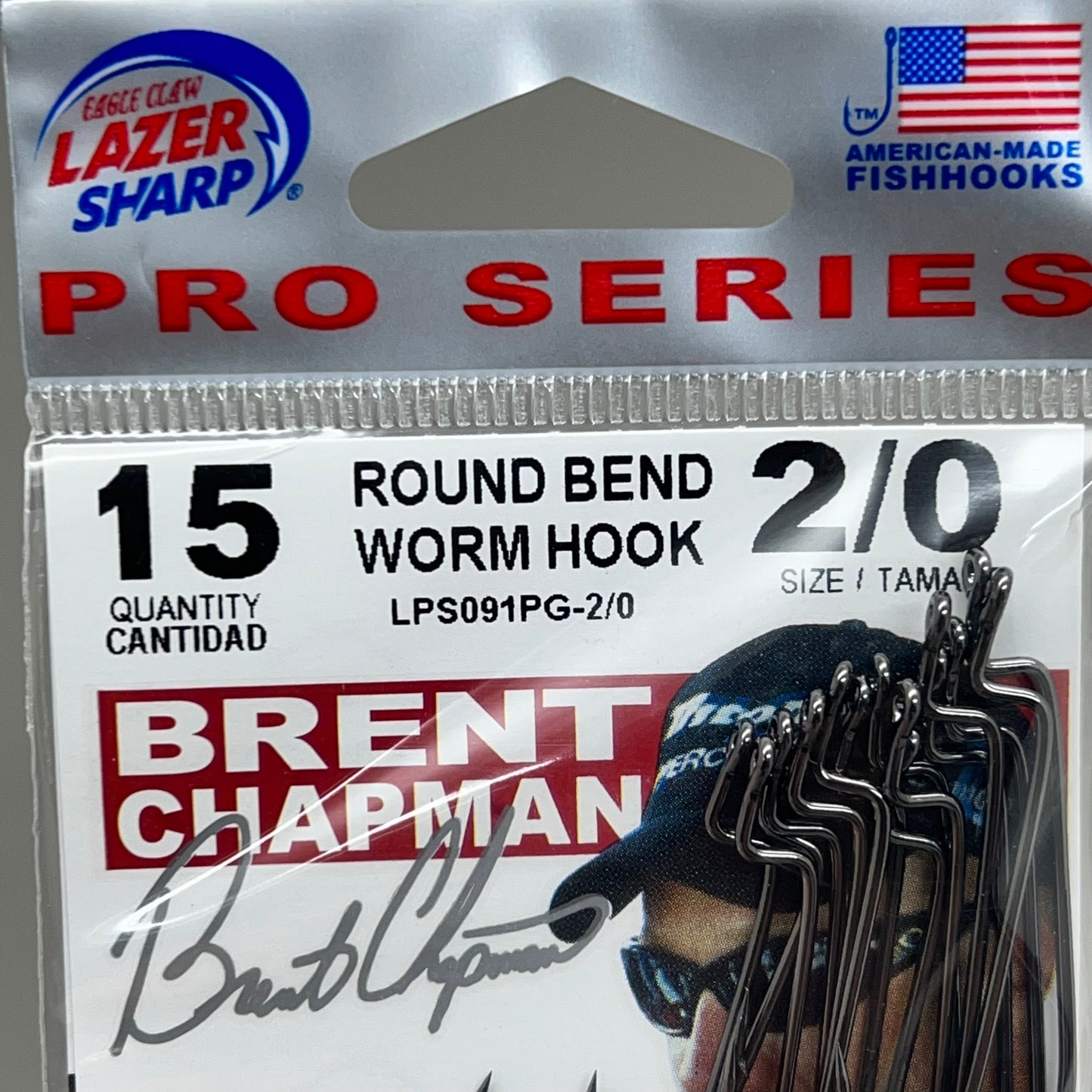 EAGLE CLAW (5 PACK) Round Bend Worm Hook Platinum Black #2/0 15pc LPS091PG-2/0