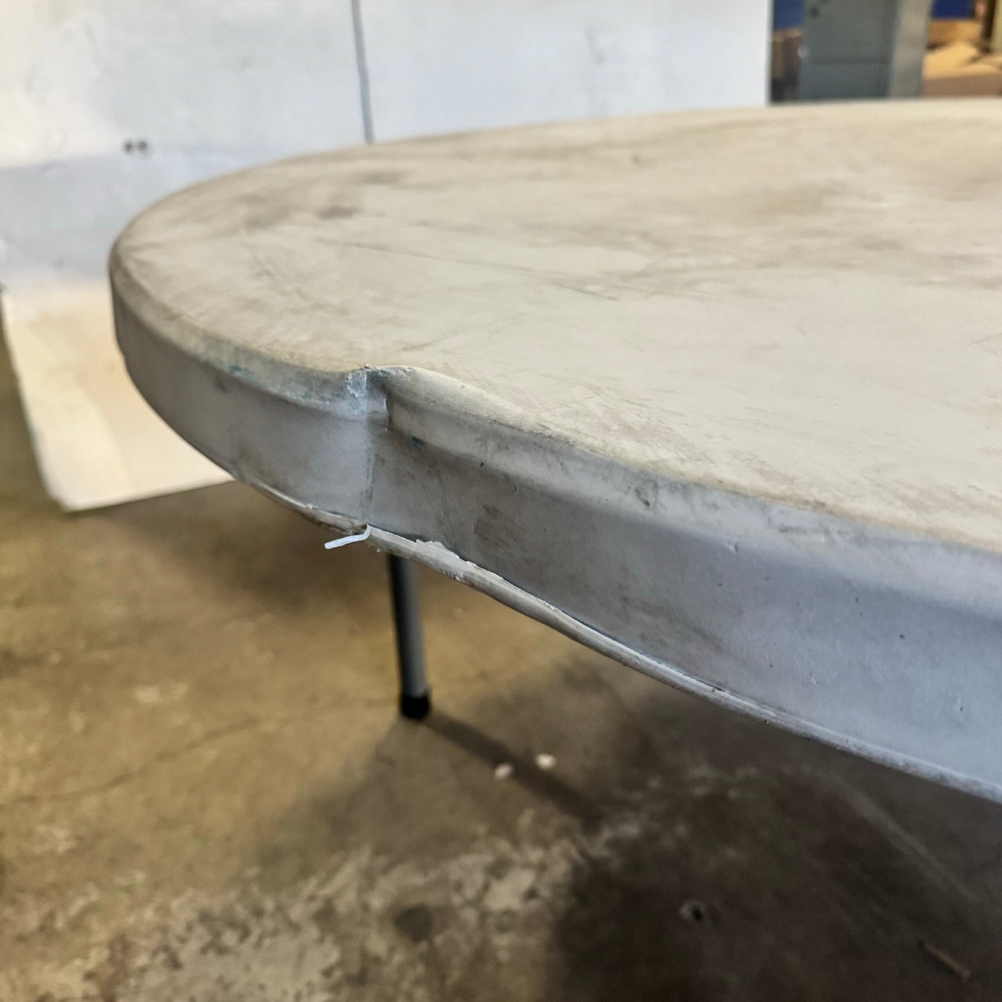 ZA Round Plastic Table, Grey Sz 70”Dx29”H (ASIS, Damage) PayWut