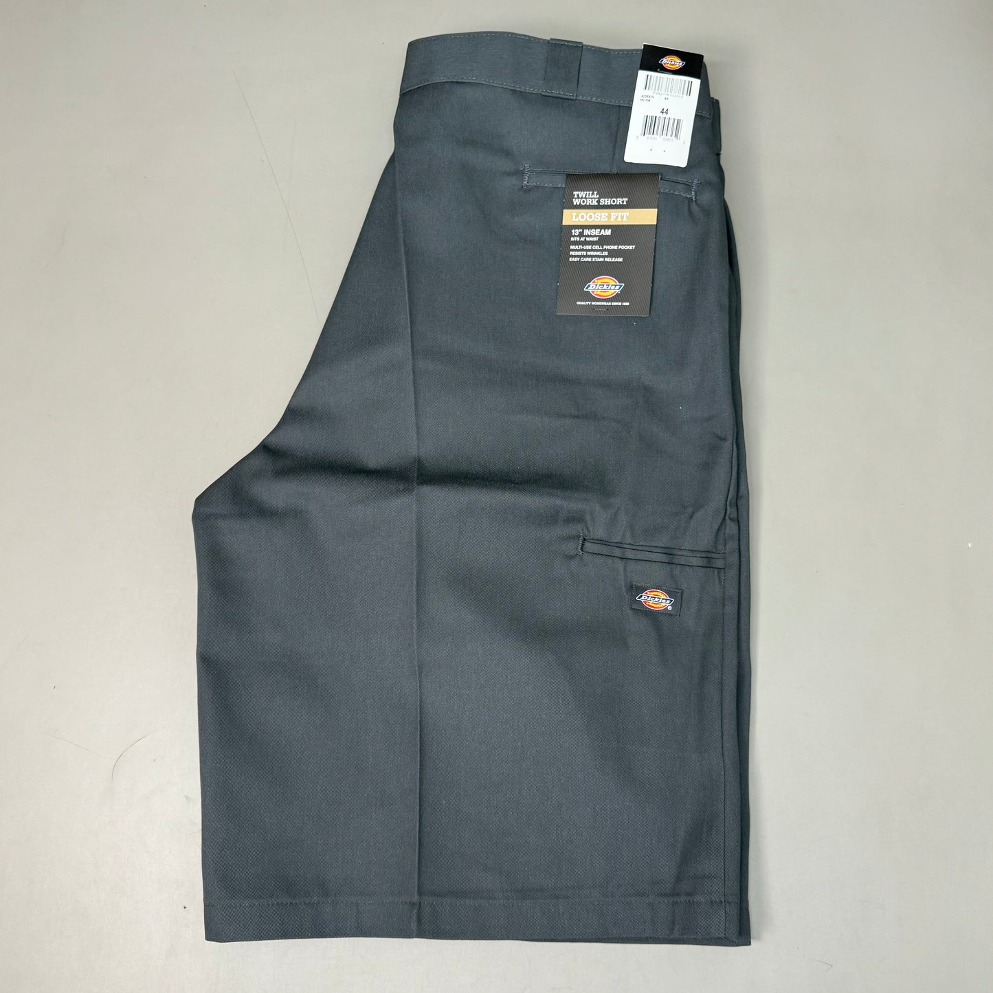 DICKIES Loose Fit Twill Work Shorts 13" Inseam Men's Sz 44 Charcoal Grey 42283CH