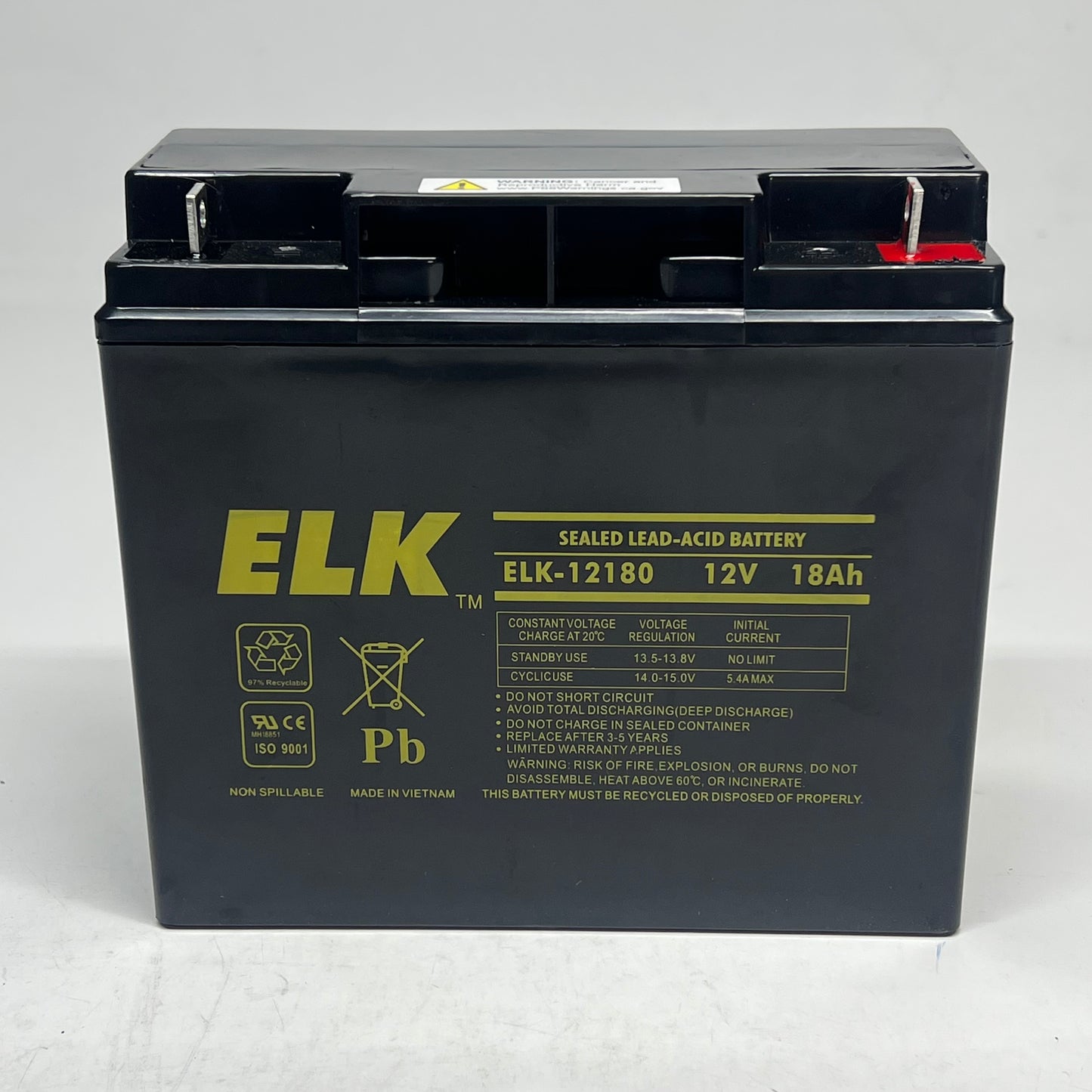ELK Sealed Lead Acid Battery Rechargeable B1-m5 Bolt & Nut 12V 18AH ELK-12180