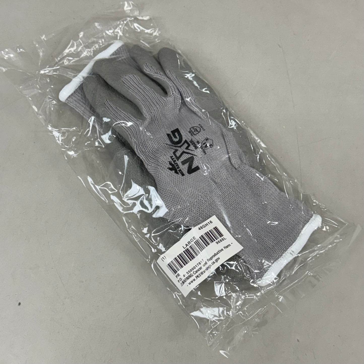 MCR SAFETY  (12) Pk 12 Coated Gloves,cotton/polyester,l,pr 48gh16 Large Gray