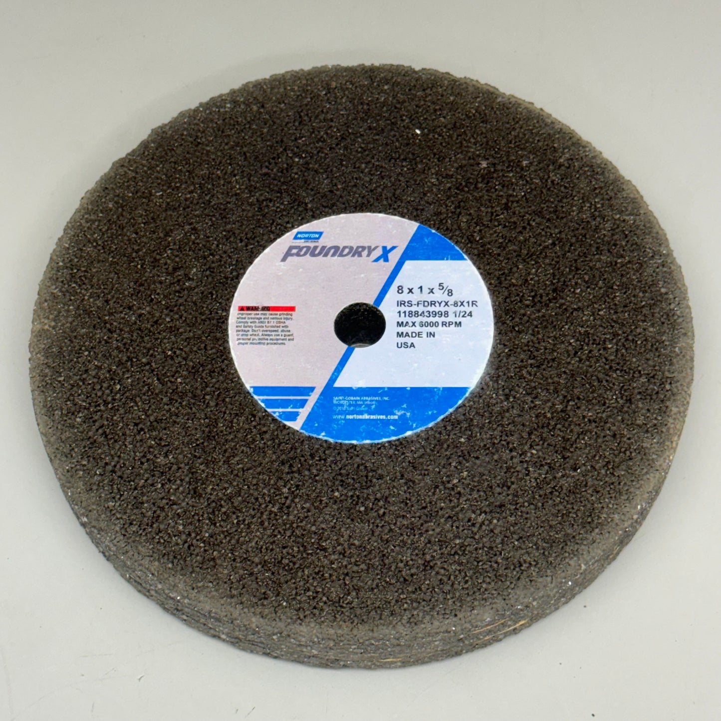 NORTON Foundry X Grinding Wheel 8"x1"x5/8" Black