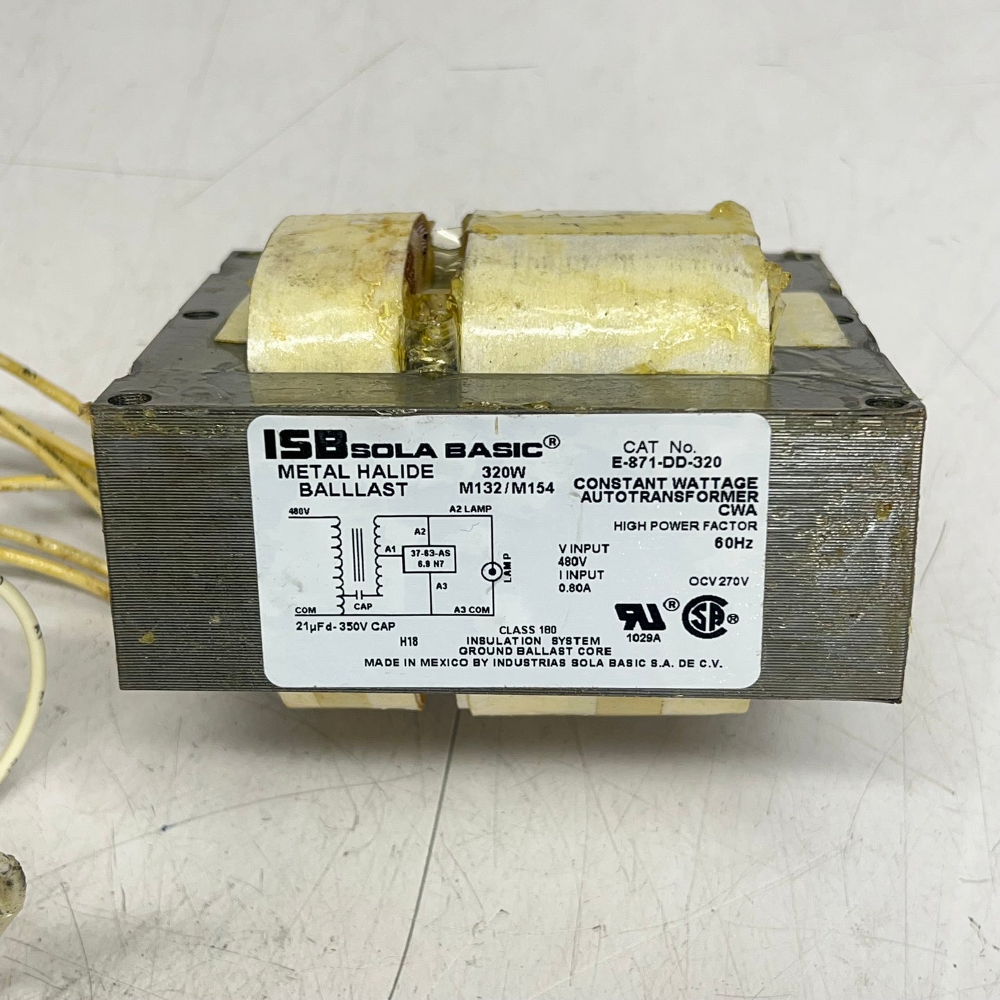ISB SOLA Pulse Start Metal Halide Ballast Kit 320W 480V E-871-DD-320 (Used)