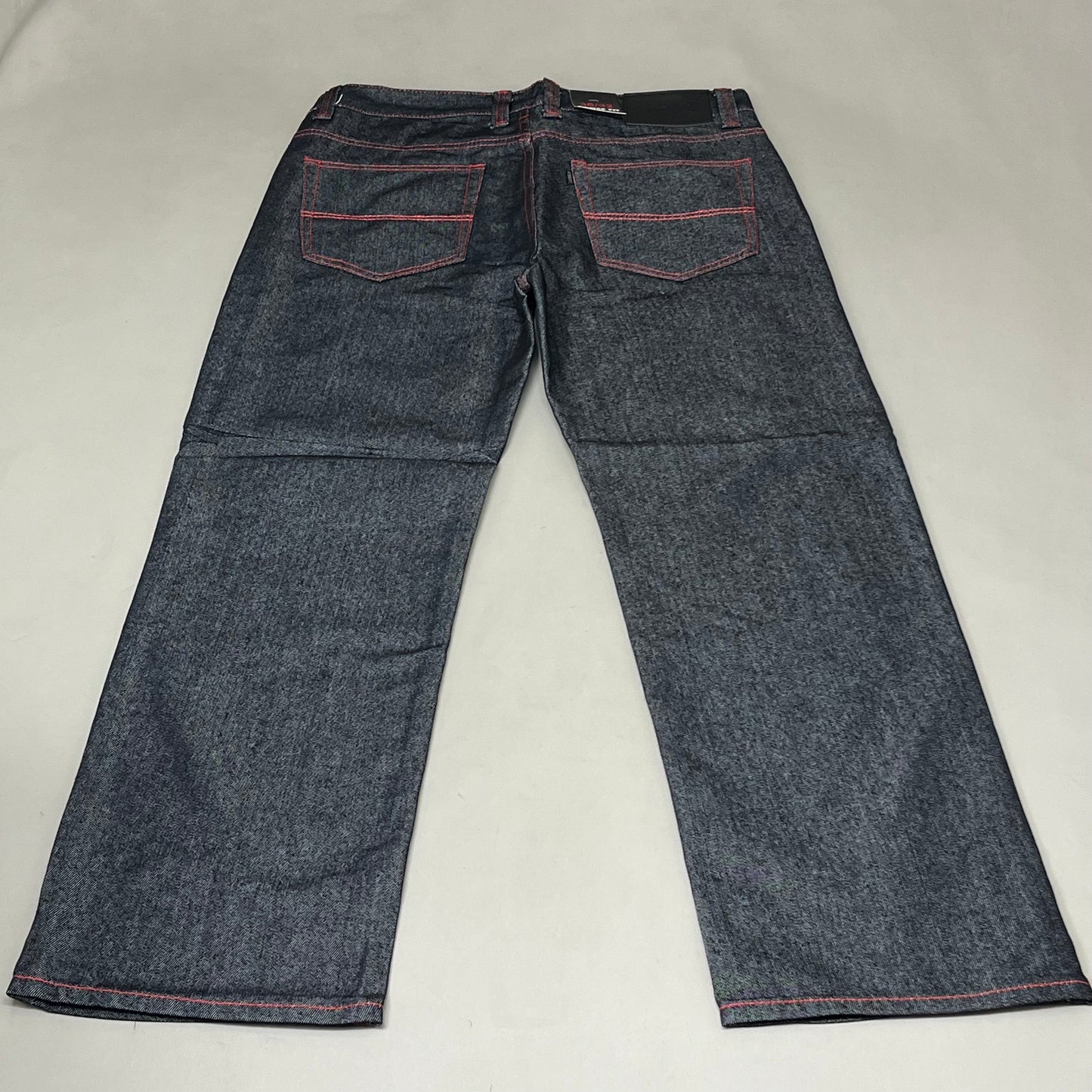 KAYDENK Raw Loose Fit Unwashed Denim Contrast Stitch Jean Men SZ 36/32 Black/Red