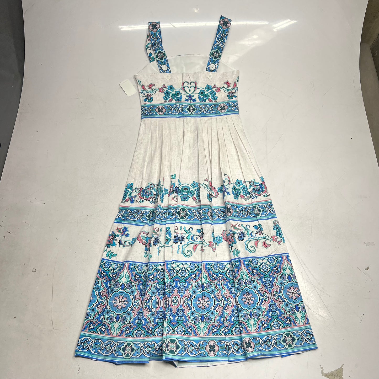 SHOSHANNA Alma Dress Flattering Midi Stretch Cotton Women's Sz 0 Sky Blue Multi