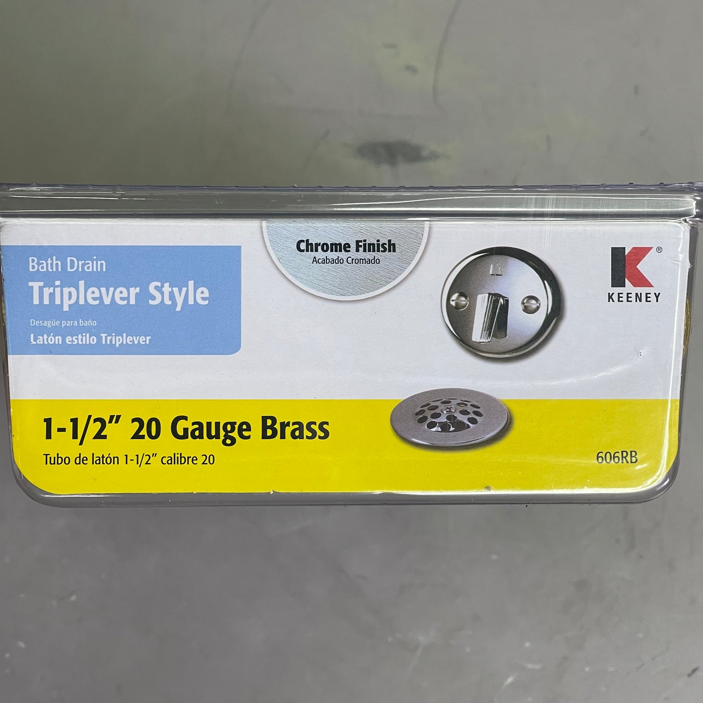 KEENEY 20 Gauge Bath Drain 606RB 1-1/2" Brass W/ Polished Chrome 28630