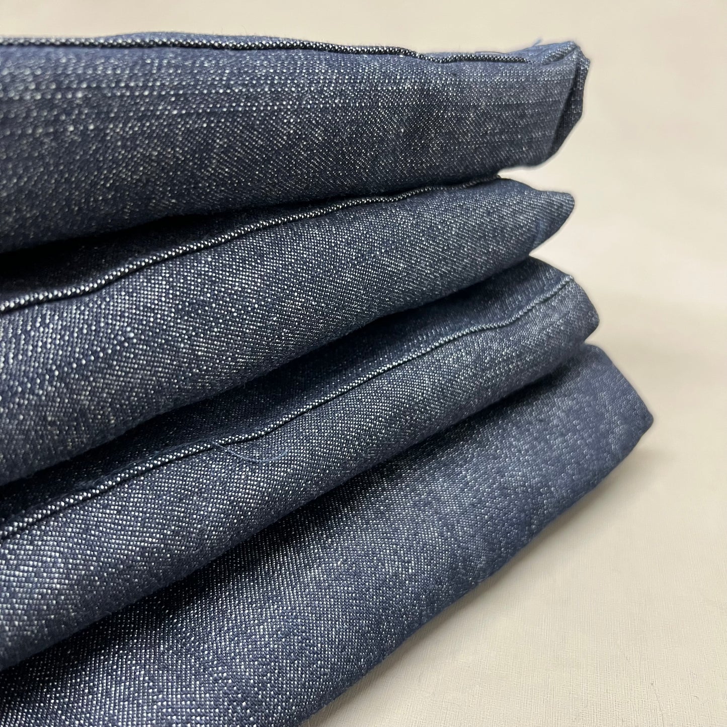 (4 Pack) Tubular Tie 100% Cotton Multi-Pocket Denim Jean Style Apron OSFM Blue