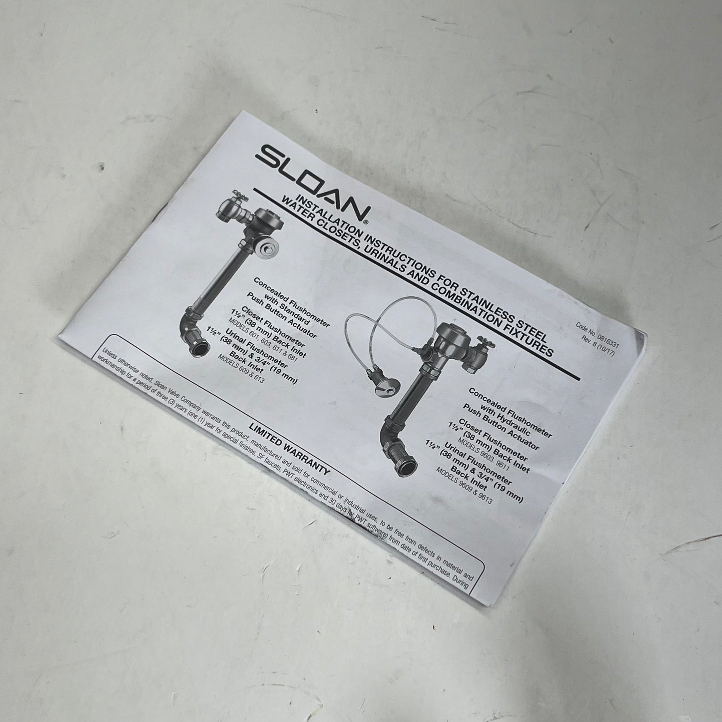 SLOAN  Flushometer Regal 613 Single Flush 1.5 GPF Rough Brass Finish 3989040