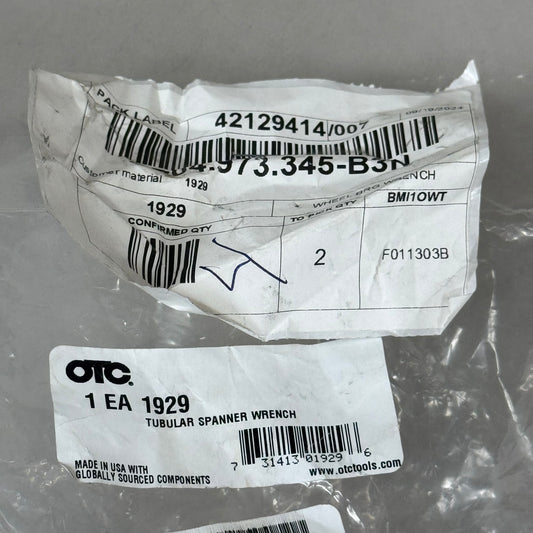 OTC Tubular Spanner Wrench 6 Lug For Vehicle Servicing Socket O.D.Is 2-5/8" 1929