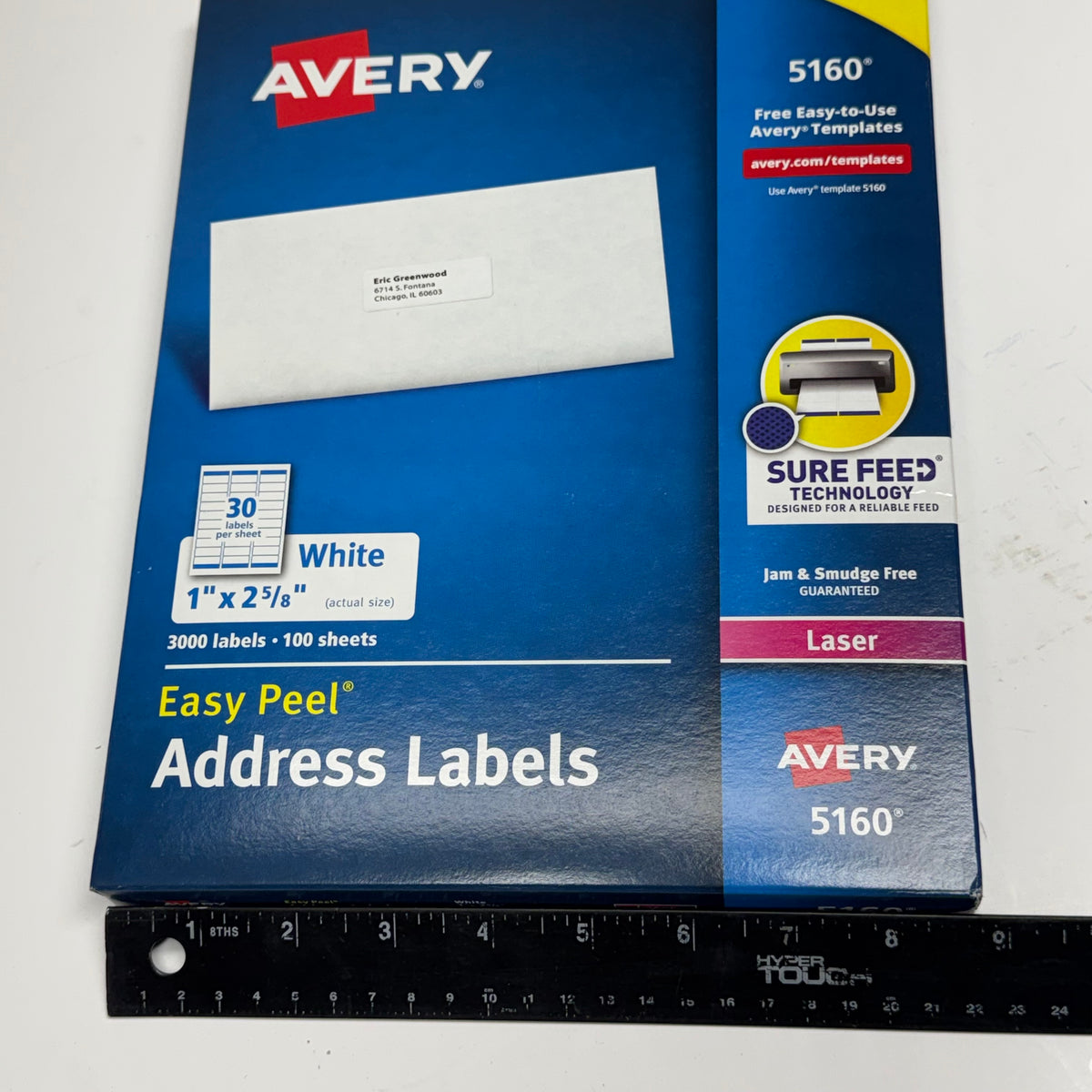 AVERY (3000 Labels) Address Labels Sz 1" x 2 5/8" 5160