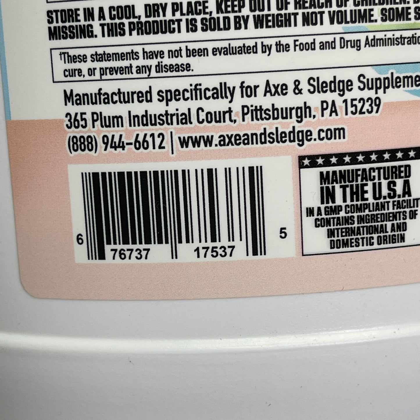 ZA@ AXE & SLEDGE Farm Fed 25G 100%Whey Protein Marshmallow Milk 28 Servings BB 04/26 C