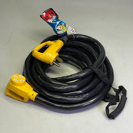 CAMCO RV Power Grip Extension Cord 30’ Black w/ Yellow 55195