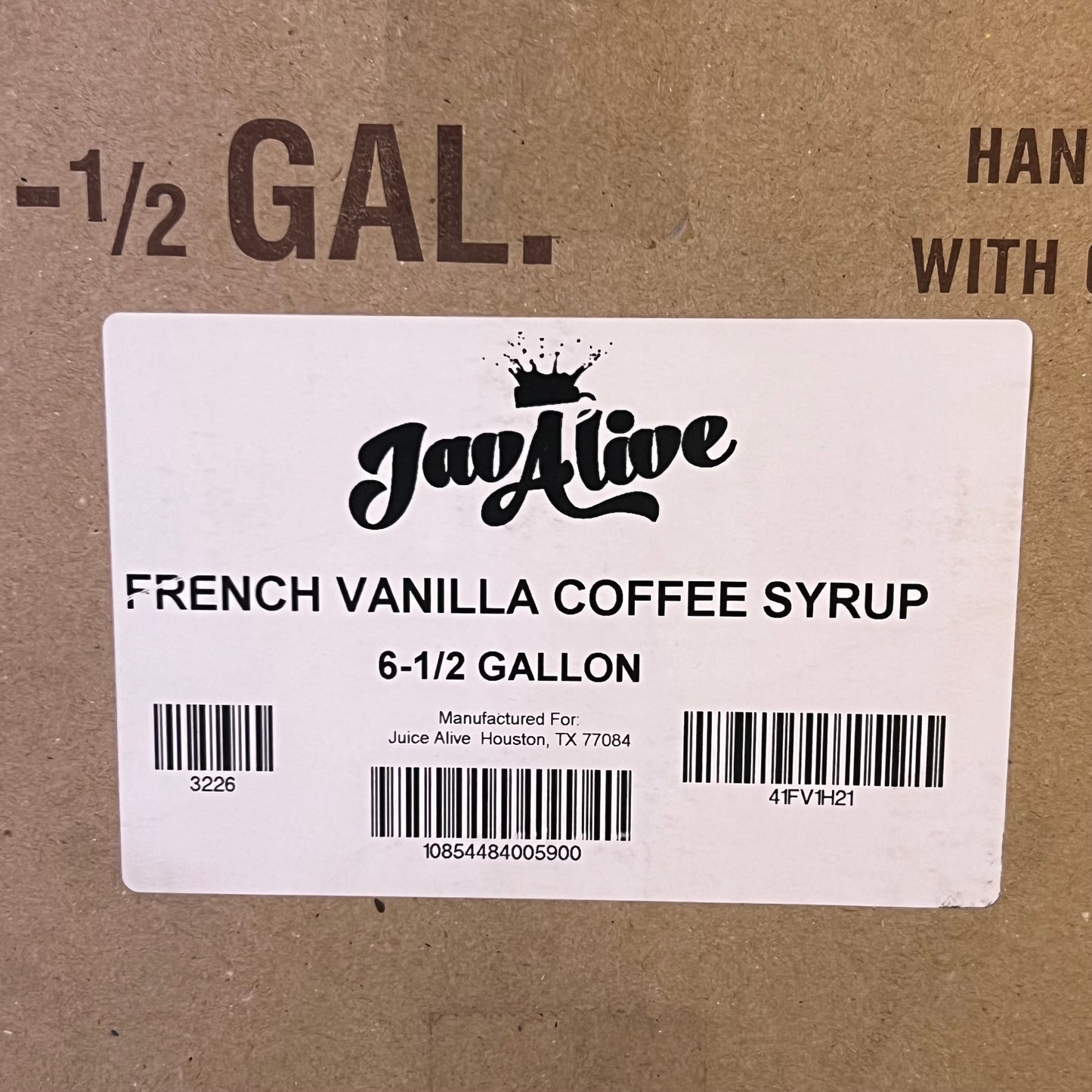 ZA@ Pallet of JAVALIVE French Vanilla Coffee Syrup 64 oz. each BB 08/26