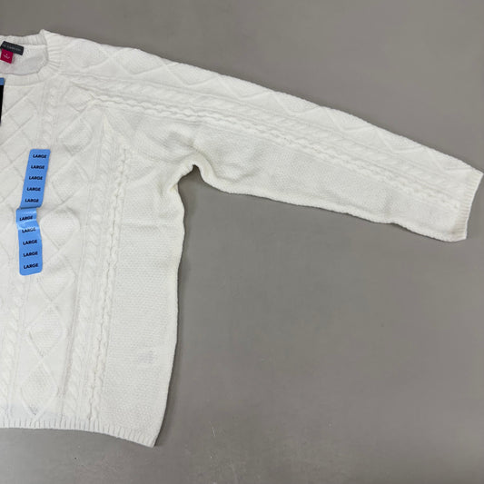 VINCE CAMUTO Cable Knit Sweater Women's Sz-L Antique White SC2895