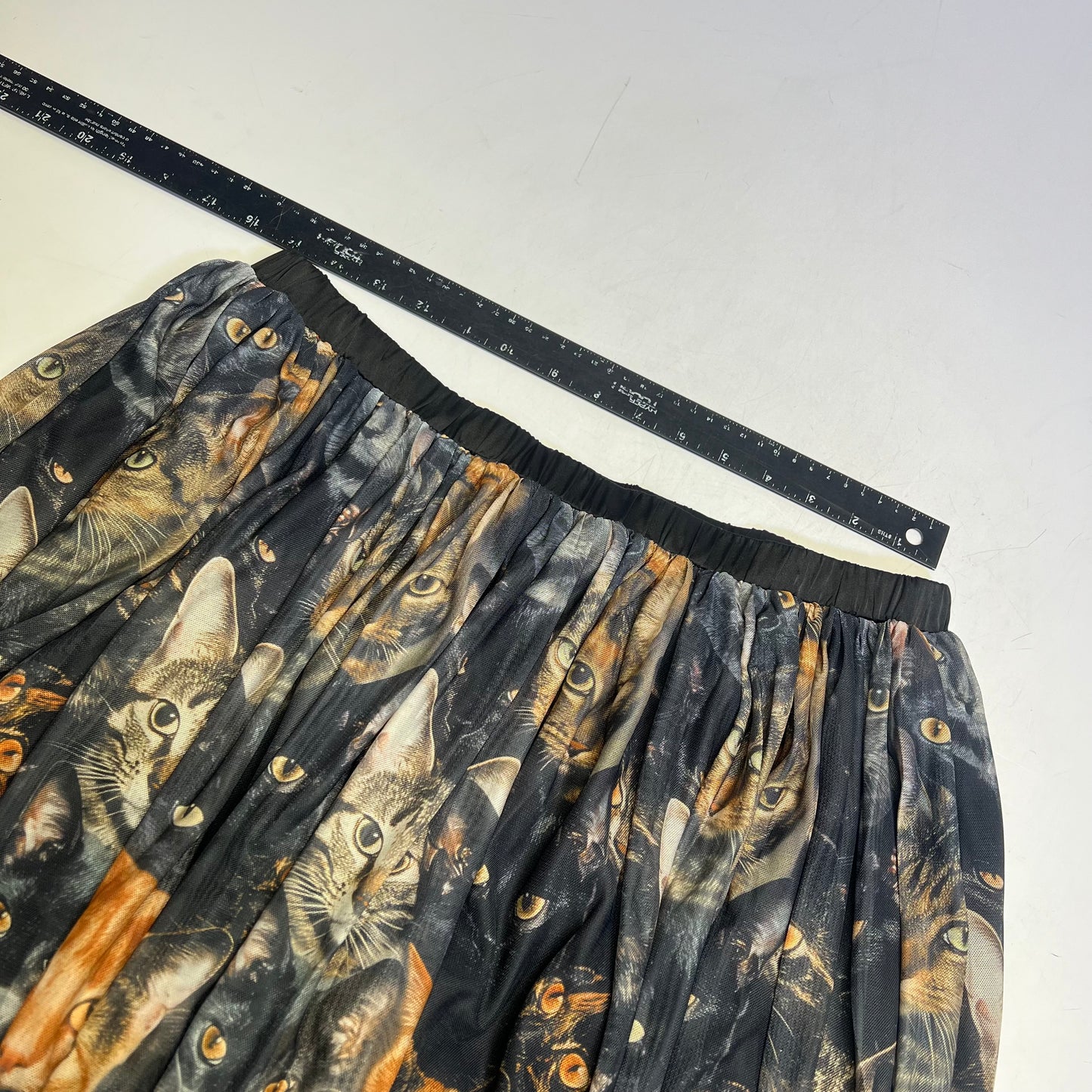 LALA ORIGINAL Lined Purr Mesh Maxi Skirt W/ Lace Women's Sz L Multicolor