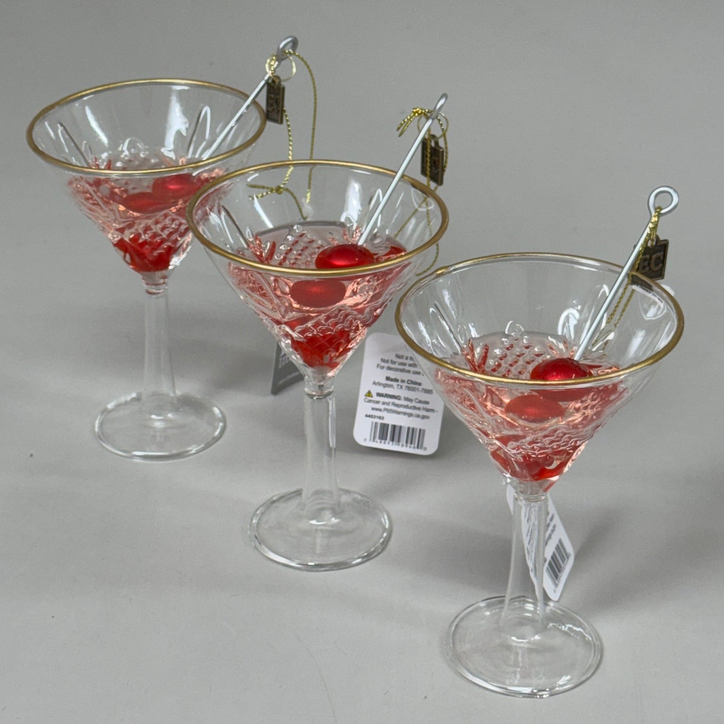 RAZ IMPORTS (3 PACK) Eric Cortina 2024 Glass Martini Ornament 5.5" Pink 4453163