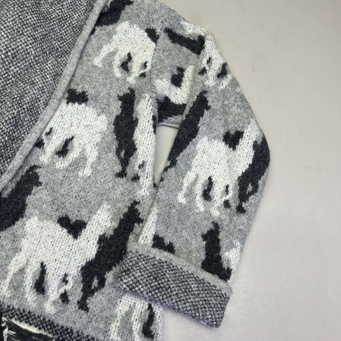 ANTHROPOLOGY Llama & Alpaca Knit Cardigan W/ Hood Women's Sz XS Grey