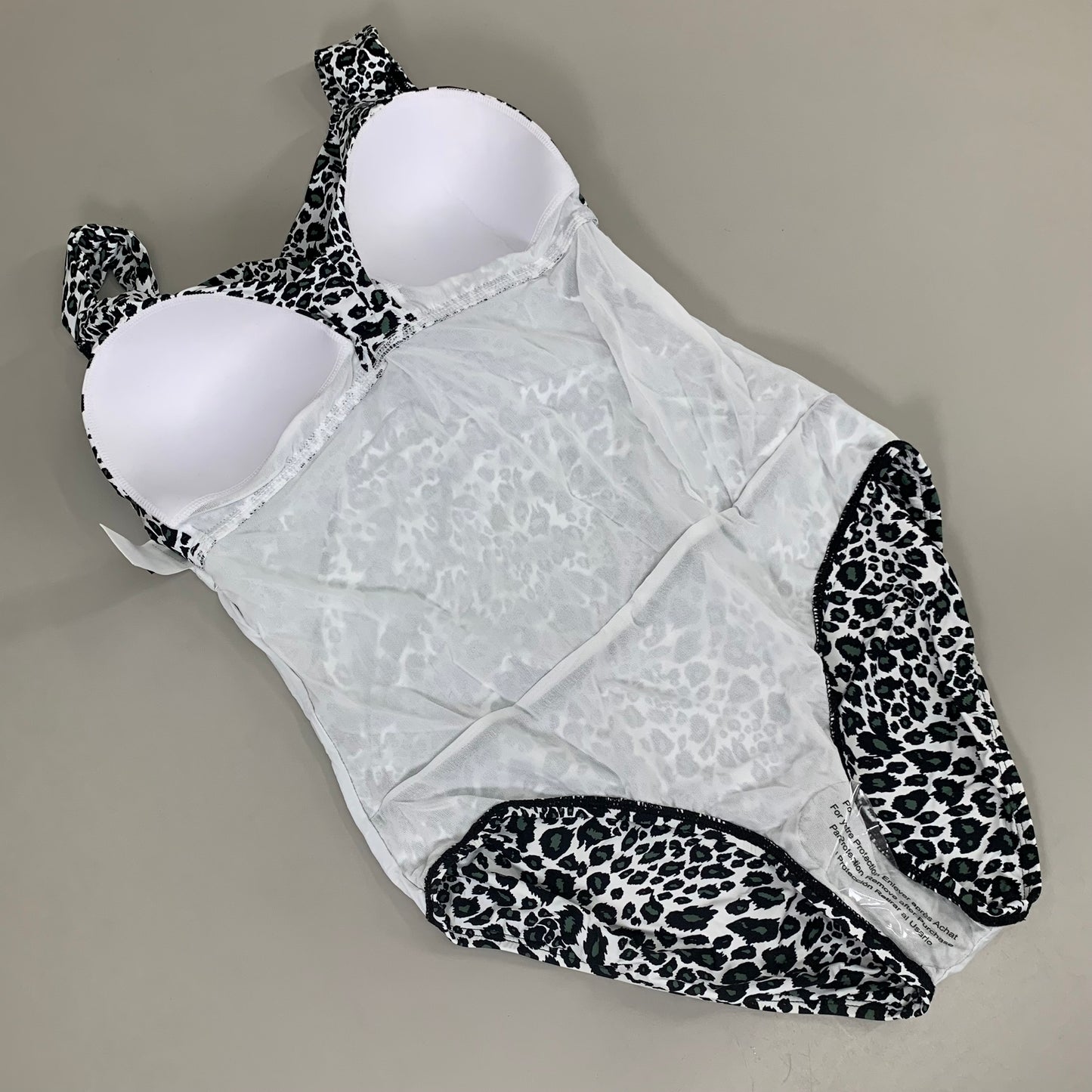 JANTZEN Womens Bathing Suit Cheetah One Piece Sz-16 White/Black JZ22705M