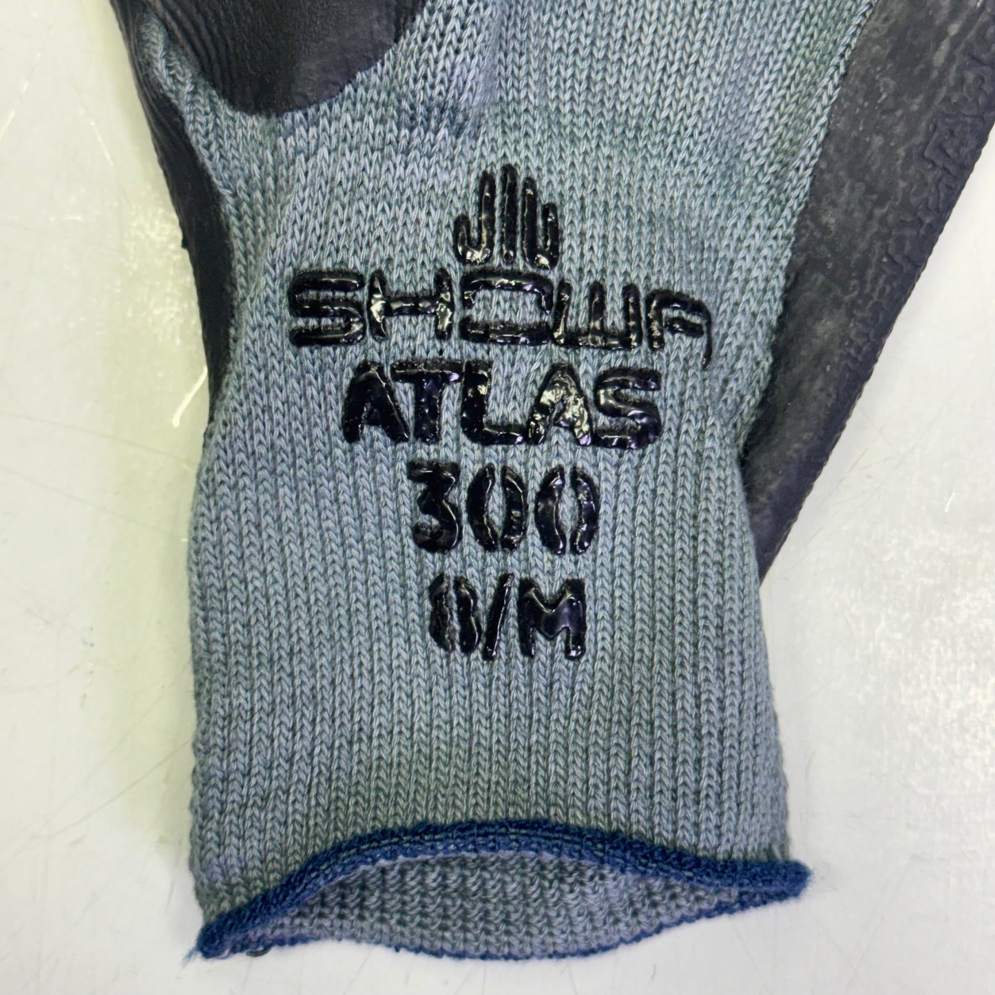 SHOWA ATLAS 300 (12 PAIR) Palm-Dipped Rubber Coating Work Gloves Sz 8/M, Black