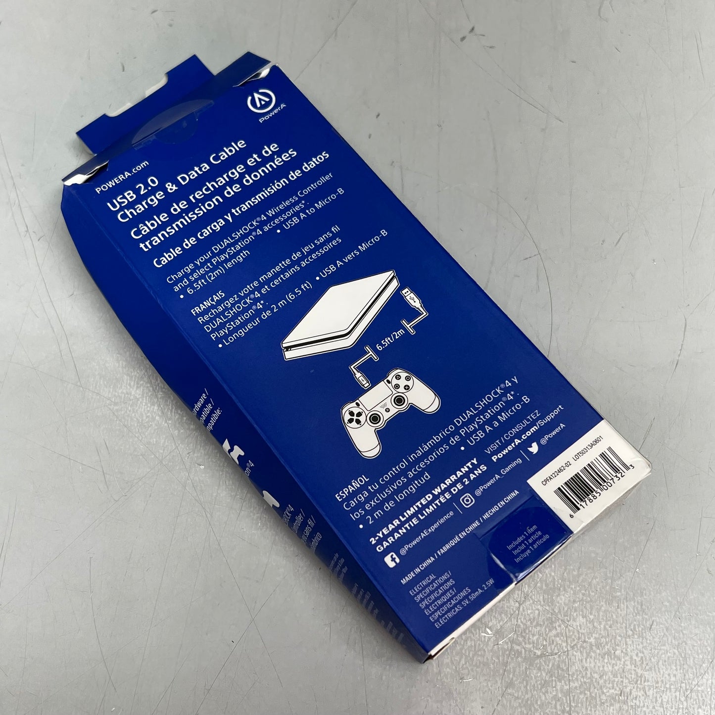 POWER A (2 PACK) USB 2.0 Charge Cable For PlayStation 4 6.5' Black CPFA122462-02