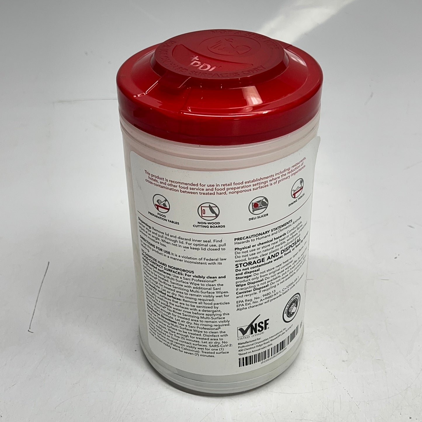 ZA@ SANI PROFESSIONAL (6 PACK, 175 EACH) No-Rinse Sanitizing Multi Surface Wipes 7.75" X 5"  White (Distressed Packaging)